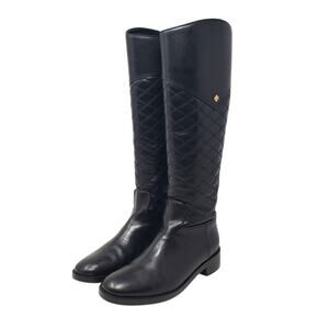Tory Burch Claremont Quilted Leather Tall Riding Boots Black 32148369 Size 7.5